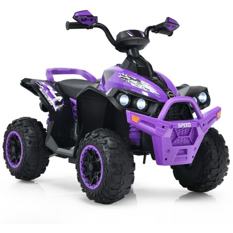 Quad Electrique pour Enfants 12V7Ah LED Musique Pédale Klaxon 3-4 km/h pour Enfants de 3 à 8 ans Violet Maison Chic