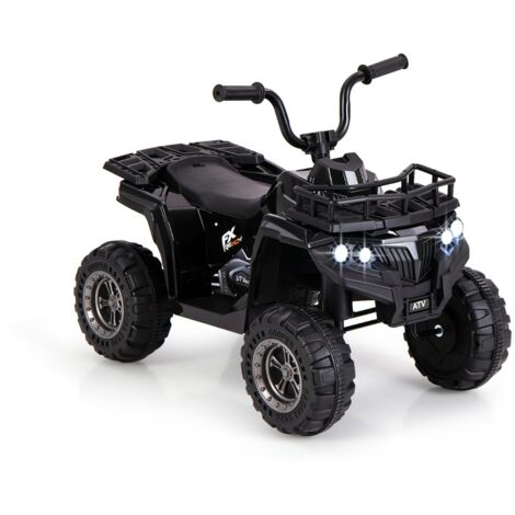 Quad Électrique pour Enfants ATV 6V avec Démarrage par Bouton Unique Pneus à Bande de Roulement Phares LED Lecteur MP3 pour 2-5 Ans Noir