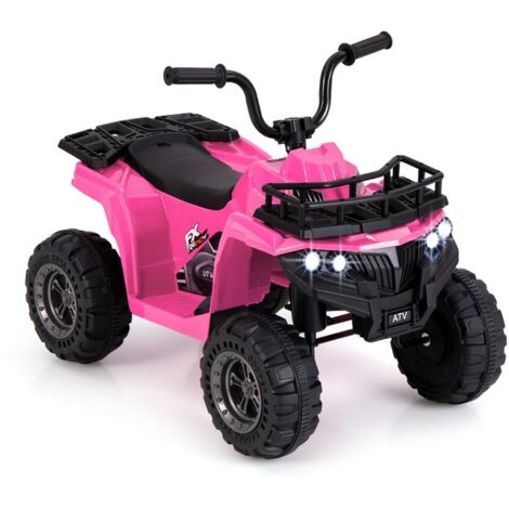 Quad Électrique pour Enfants ATV 6V avec Démarrage par Bouton Unique Pneus à Bande de Roulement Phares LED Lecteur MP3 pour 2-5 Ans Rose