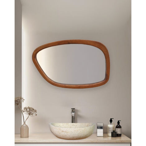 Quadra - Miroir organique en bois massif de manguier