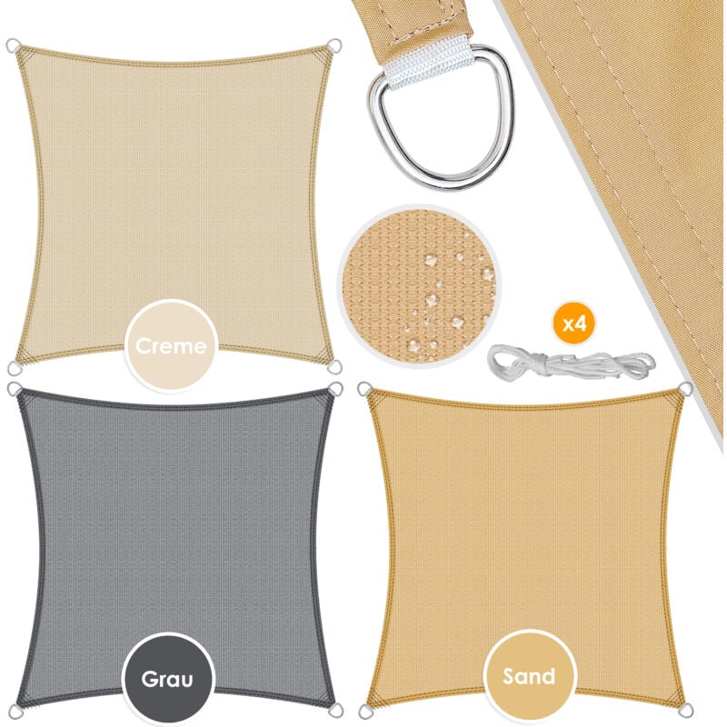 Kesser - Voile d'ombrage Protection solaire Protection contre le vent Tissu hdpe Hydrofuge & coupe-vent 5 plis cousus transversalement robuste &