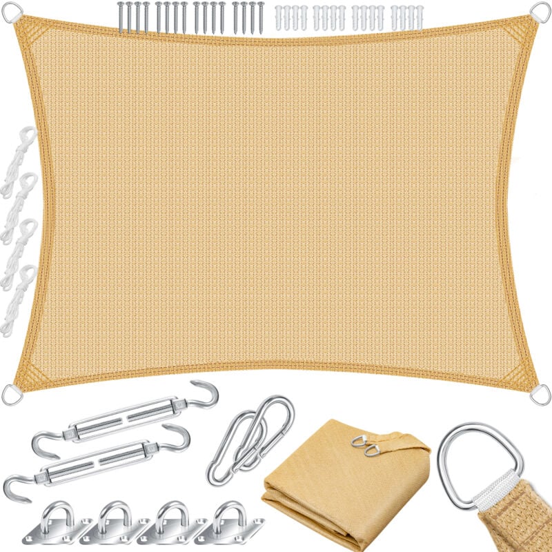 Kesser - Voile d'ombrage Protection solaire Protection contre le vent Tissu hdpe Hydrofuge & coupe-vent 5-fois cousu transversalement robuste &