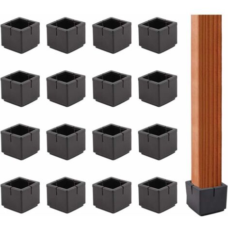 Quadratische Anti-Rutsch-Gummi-Stuhlbeinkappen mit Filzgleitern, für Möbel- und Tischbeine mit einem Durchmesser von 31 mm bis 36 mm, schwarz, 16 Stück
