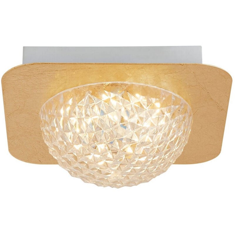 Searchlight - Suchscheinwerfer Celestia 1 Light Square led Deckenleuchte - Blattgold mit klarem Acryl