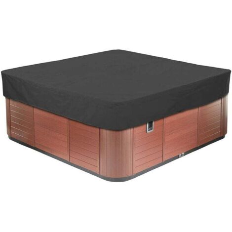 ULISEM Quadratische Garten-Whirlpoolabdeckung, Schutzhülle aus 210D Oxford-Gewebe, staubdicht, UV-beständig, verschiedene Größen erhältlich, Schwarz, 231 x 231 x 30 cm