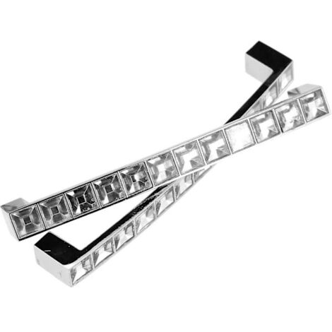 Quadratische Kristall-Tür- und Möbelgriffe im europäischen Stil – geeignet für Schubladen, Schränke und Kommoden (2er-Set, Silber)