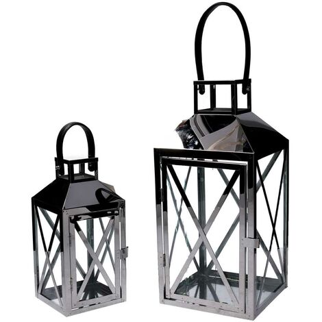 Quadratische Laterne aus silbernem Metall 1-2 cm19x19h42