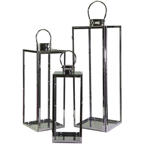 Quadratische Laterne aus silbernem Metall 1-3 cm29x28,5h85