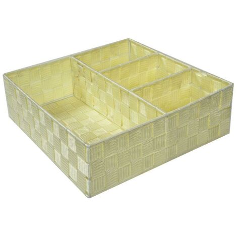 Quadratische Schublade aus cremefarbenem Polyester, cm32x32h10