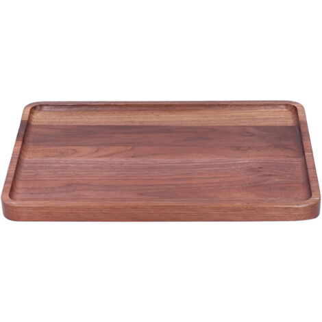 Quadratische Servierplatte aus Walnussholz für Dekoration, Obst, Desserts oder Grillgerichte – Holztablett 34 x 23 x 2 cm