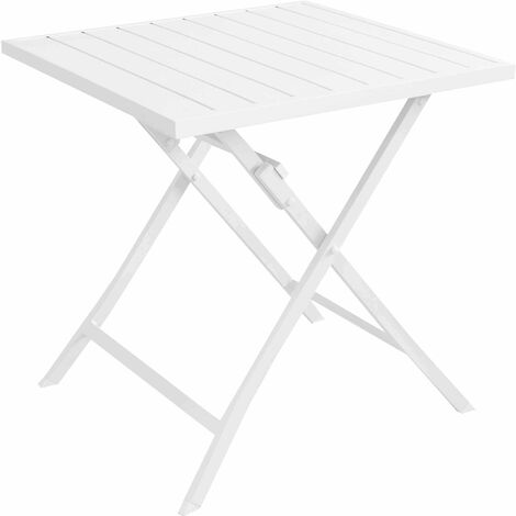 Quadratische Tabelle 70x70 cm schließbarer Außengarten mit Aluminiumstruktur und orientalische Lattenebene - White