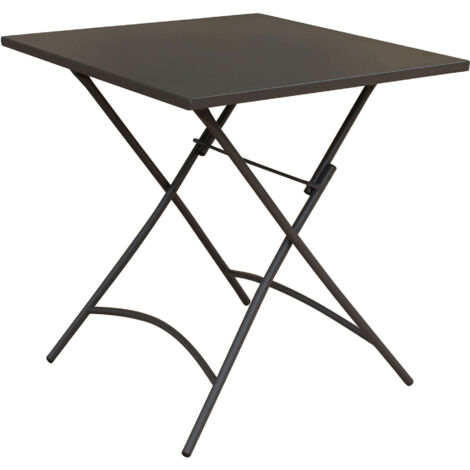 Quadratische Tabelle 70x70 cm Schließbarer Outdoor für Balken und Pubs mit Struktur und Oberseite in Bistrotstahl - DarkGray