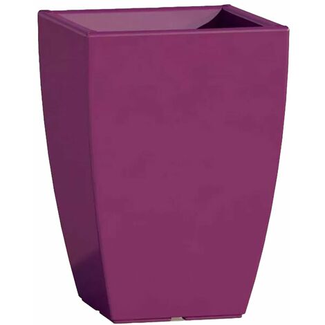 Quadratische Vase Cromia Prisma mit Dekoration aus Harz 'Made in Italy' 33 x 33 x 50 cm -Violett