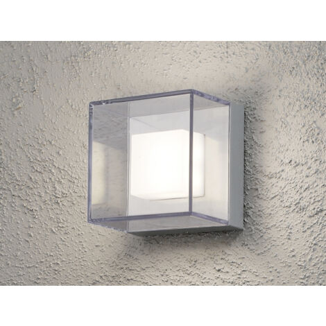 Quadratische Wandleuchte SANREMO, bruchsicherer Schirm, 6W HP-LED, IP54
