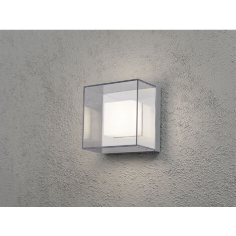 Quadratische Wandleuchte SANREMO, bruchsicherer Schirm, 9W HP-LED, IP54