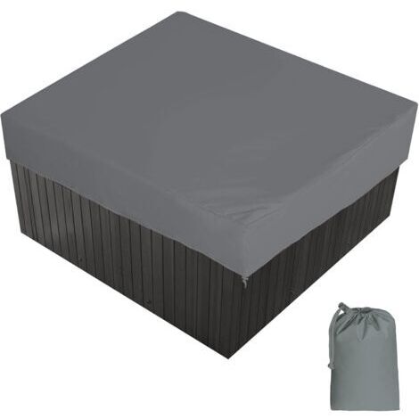 Quadratische, wasserdichte Whirlpoolabdeckung für den Außenbereich, aus 190T Polyestergewebe, staubdicht und UV-beständig, inklusive Aufbewahrungstasche, erhältlich in 7 Größen, Grau, 220 x 220 x 90 c