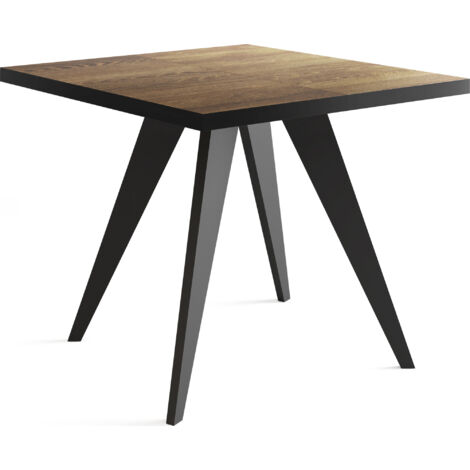 Quadratischer Ausziehbarer Esstisch Quadro 100-150 cm - Industrial Esszimmertisch mit Schwarzen Holzbeinen für 4-6 Personen Loft-Stil Tisch - Arvadonna Chestnut