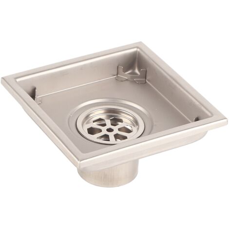 Quadratischer Bodenablauf aus Edelstahl, geruchsdicht, mit abnehmbarem Deckel für Fliesenverlegung  Regenablauf für Bad, Küche, Garage  Einbautiefe ≥ 65 mm  Passend für Rohre mit 50–75 mm Durchmesser 