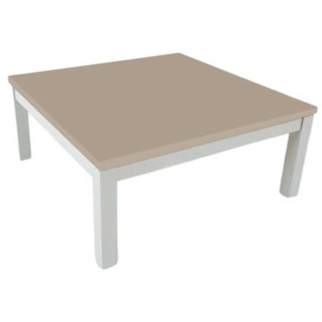 Quadratischer Couchtisch mit weißer Struktur und Tratto-Tonplatte