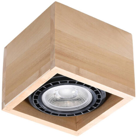 Quadratischer Deckenstrahler aus Holz 1xGU10 10W QUATRO SL.0915 Sollux Lighting