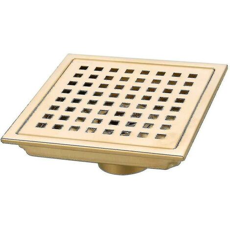 Quadratischer Duschbodenablauf aus gebürstetem Gold, Edelstahl 304 für Badezimmer, Küchenabfallgitter, großer Durchflussabfluss, 150 mm