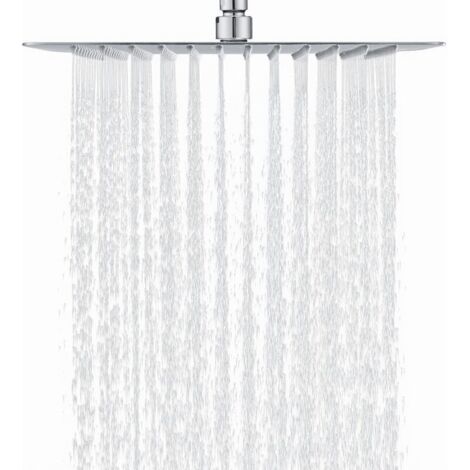 Quadratischer Duschkopf (30 cm) aus Edelstahl 304, wassersparende Regendusche mit 144 kalkabweisenden Silikondüsen, 360° drehbar – Chrom