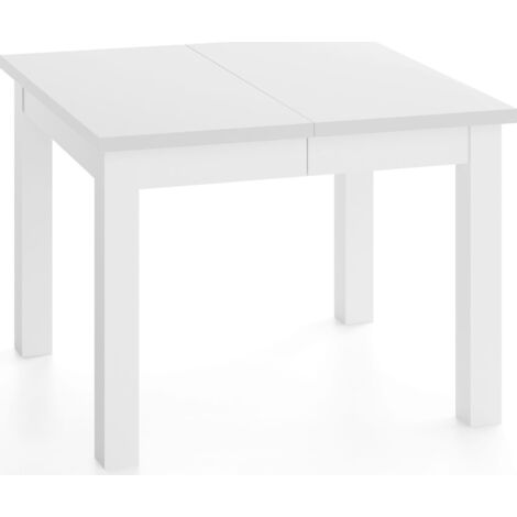 Quadratischer Esstisch Ausziehbar 80 bis 180 cm – Verlängerbar, für 4-10 Personen mit Weißen Holzbeinen – Esszimmertisch in Weiß