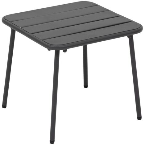 Quadratischer Garten-Beistelltisch PHUKET Graphit - 45 x 45 x 41 cm - Epoxidbeschichteter Stahl