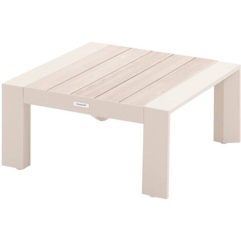 Quadratischer Garten-Couchtisch Evasion Ton & Leinen 65 x 65cm aus Aluminium - Hespéride