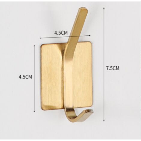 Quadratischer, hoher und niedriger Haken, goldfarben, 4-teiliger Klebehaken, Wandaufhängung