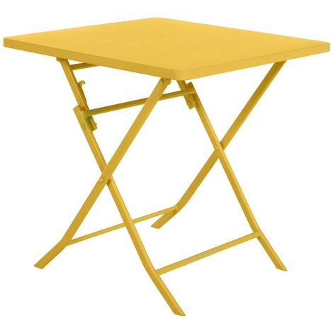Quadratischer klappbarer Gartentisch Greensboro Senfgelb - 2 Plätze