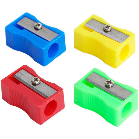 Quadratischer Kunststoff-Anspitzer, klein, 4 Stück, Farbe zufällig
