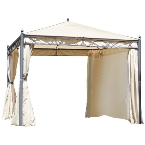 Quadratischer Pavillon 3 x 3 Meter, aus anthrazitfarbenem Eisen mit sandfarbener Abdeckung - Varese