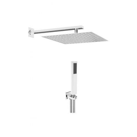Quadratisches Duschset 30x30 cm komplett aus verchromtem Messing - Teorema Lux