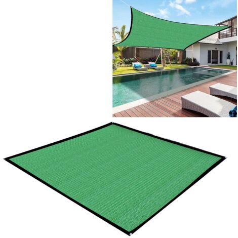 Quadratisches Sonnensegel – Grün mit 14-Punkt-Befestigung – Verschlüsselter und verdickter Sonnenschutz für Garten und Terrasse, 2 x 2 m