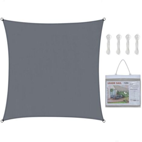 Quadratisches Sonnensegel Polyester + PU L.300 x B.300 cm Grau wasserdicht + UV-beständig