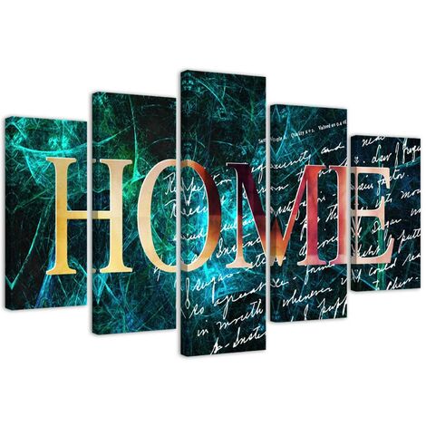 Quadri Quadro 5 pezzi Stampa su tela Home Sfondo carta da parati Blu - 100x70
