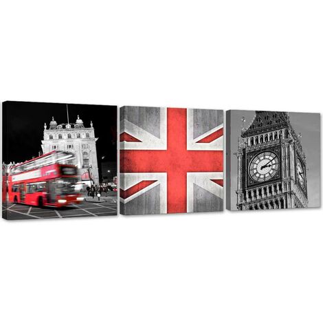Quadri Quadro Multipannello Città  di Londra - 90x30