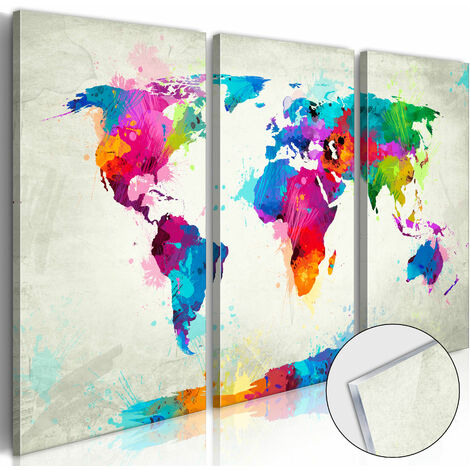 Quadri su vetro acrilico - World Map: An Explosion of Colours [Glass] - 120x80