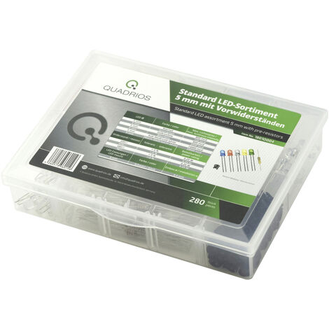 QUADRIOS 1801O004, LED Sortiment 5 mm Vorwiderstände Fassungen Bunt 280 tlg