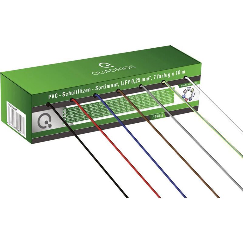 19011CA085 Fil de câblage LiFY 1 x 0.25 mm² bleu, marron, gris, rouge, noir, blanc, jaune-vert 70 m - Quadrios