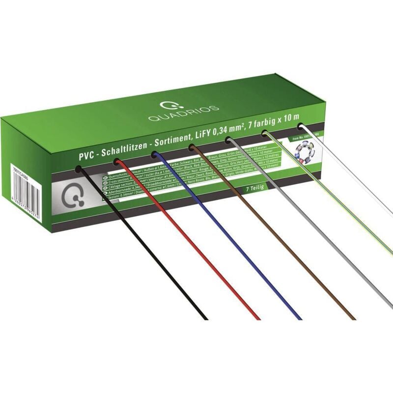 19011CA086 Fil de câblage LiFY 1 x 0.34 mm² bleu, marron, gris, rouge, noir, blanc, jaune-vert 35 m - Quadrios