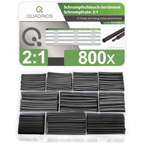 Quadrios 1905CA055 Assortiment de gaines thermorétractables noir Taux de retreint:2:1 800 pc(s)