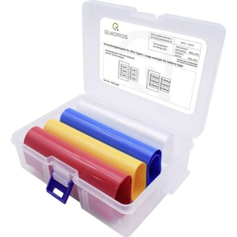 Quadrios 1905CA059 Termoretraibile per batterie senza colla Trasparente, Blu, Giallo, Rosso 77 mm 39 mm Restringimento: