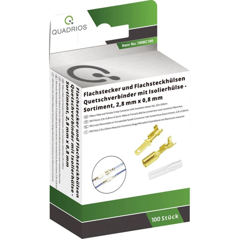 Assortiment de cosses à sertir 1.50 MM² 0.50 MM² laiton, transparent Quadrios 1908C180 100 parties