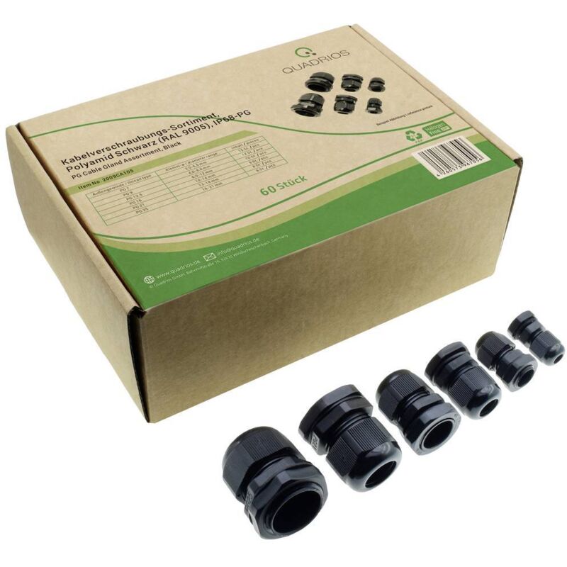 2009CA105 Assortiment de presse-étoupes PA66 noir (ral 9005) 1 set S620282 - Quadrios