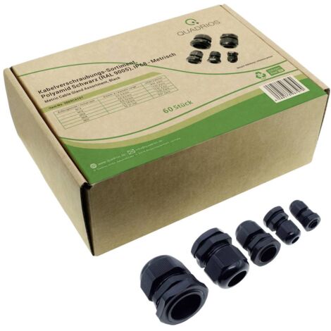Quadrios 2009CA107 Assortimento di pressacavi PA66 Nero (RAL 9005) 1 KIT