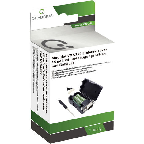 Quadrios 2010C254 VGA-Steckverbinder Stecker, gerade Polzahl: 15  Schwarz 1 Set
