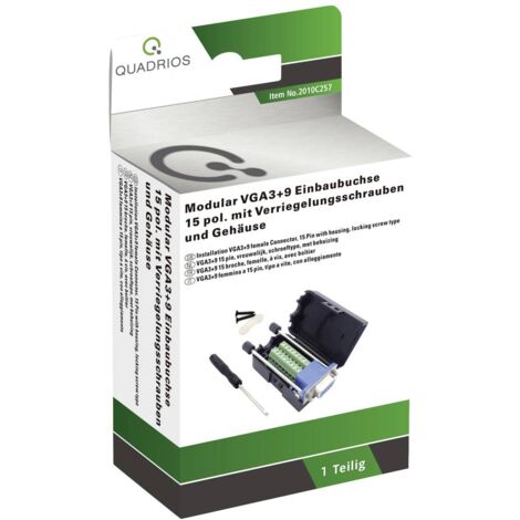 Quadrios 2010C257 Connettore VGA Presa dritta Numero Poli (num): 15 Nero 1 KIT