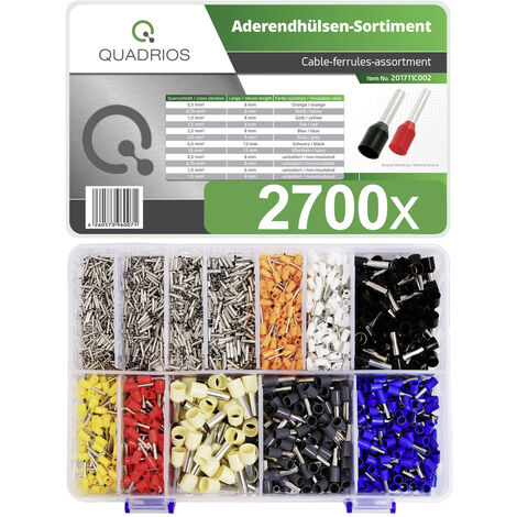 Quadrios 201711C002 Aderendhülsen-Sortiment  Teilisoliert Weiß, Schwarz, Grau, Blau, Rot, Gelb, Weiß